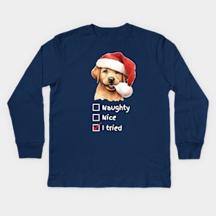 Naughty or Nice Labrador Retriever Pup Kids Long Sleeve T-Shirt